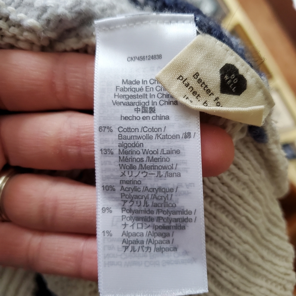 Madewell Grandover Bobble Pullover Sweater Blue/White Small (w merino, alpaca) - Picture 5 of 7